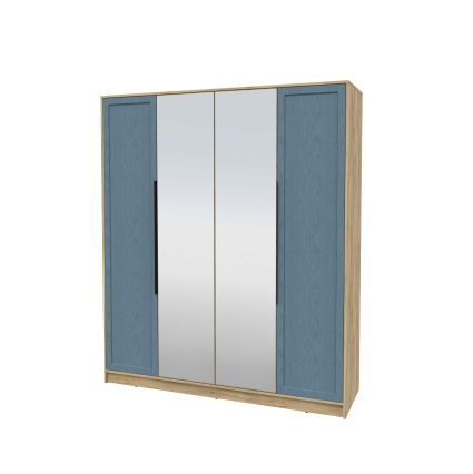 Шкаф распашной Тренд КТ-Ш4 (з) (Дуб золотой ЛДСП/ Дуб лазурный ЛМДФ) Ш1800 В2128 Г547